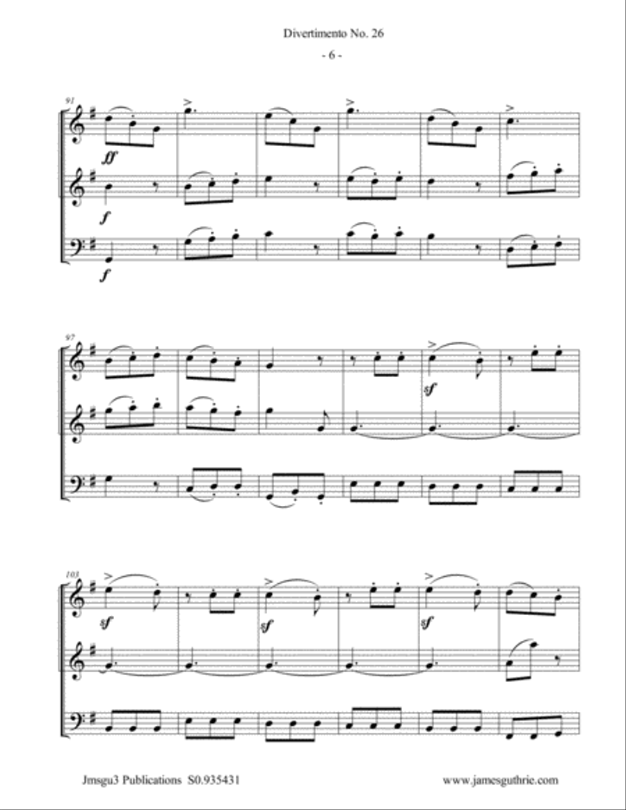 Haydn: Divertimento No. 26, Trio for Oboe Duo & Bassoon Woodwind Trio scores gallery preview page 6