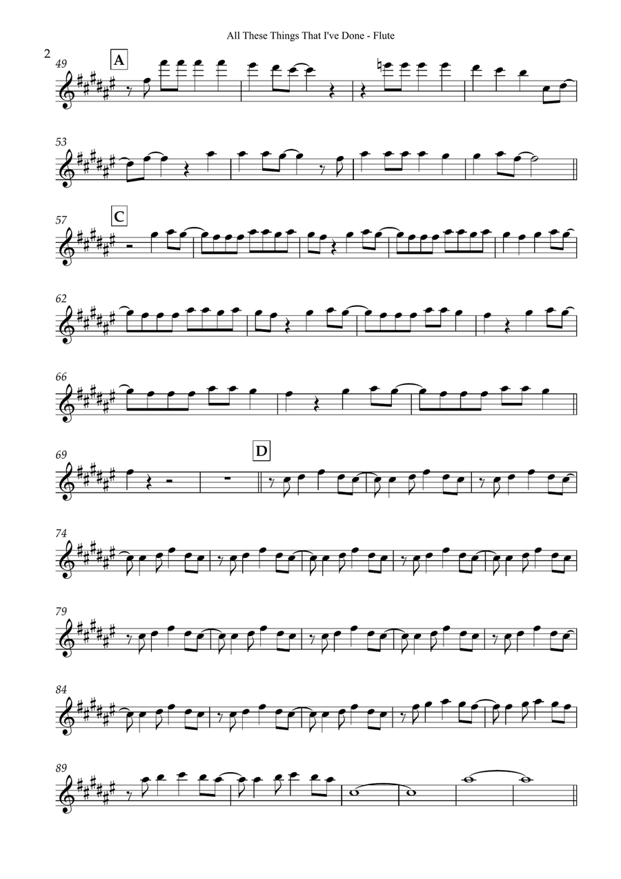 All These Things That I've Done Flute Solo scores gallery preview page 2