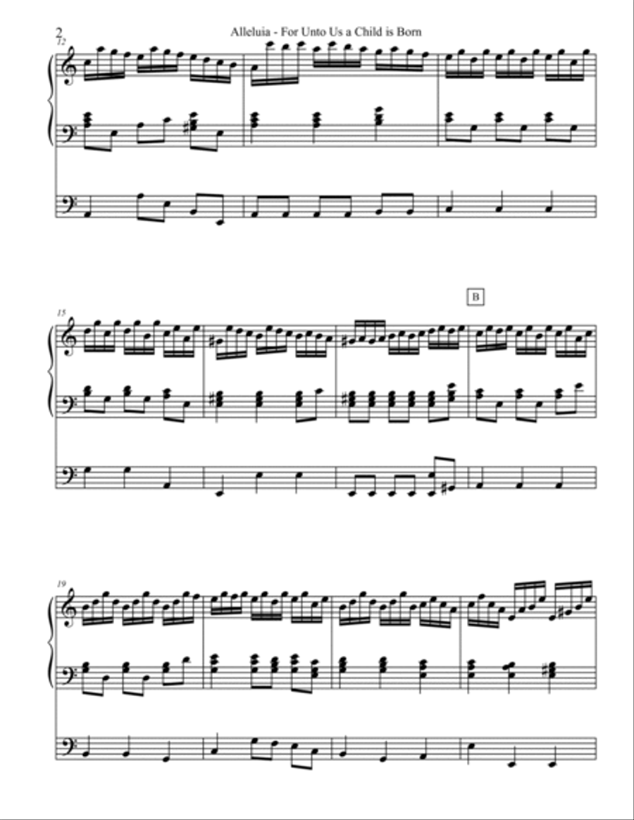 Alleluia For Unto Us A Child is Born ORGAN BRASS Choir scores gallery preview page 2