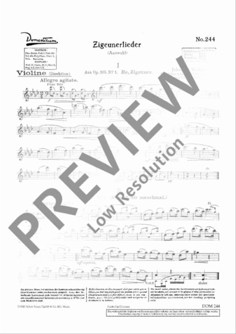 Zigeunerlieder Orchestra scores gallery preview page 2