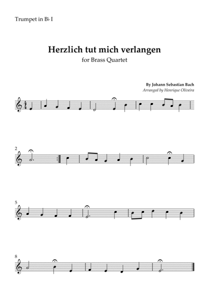 Bach's Choral - "Herzlich tut mich verlangen" (Brass Quartet) image number null