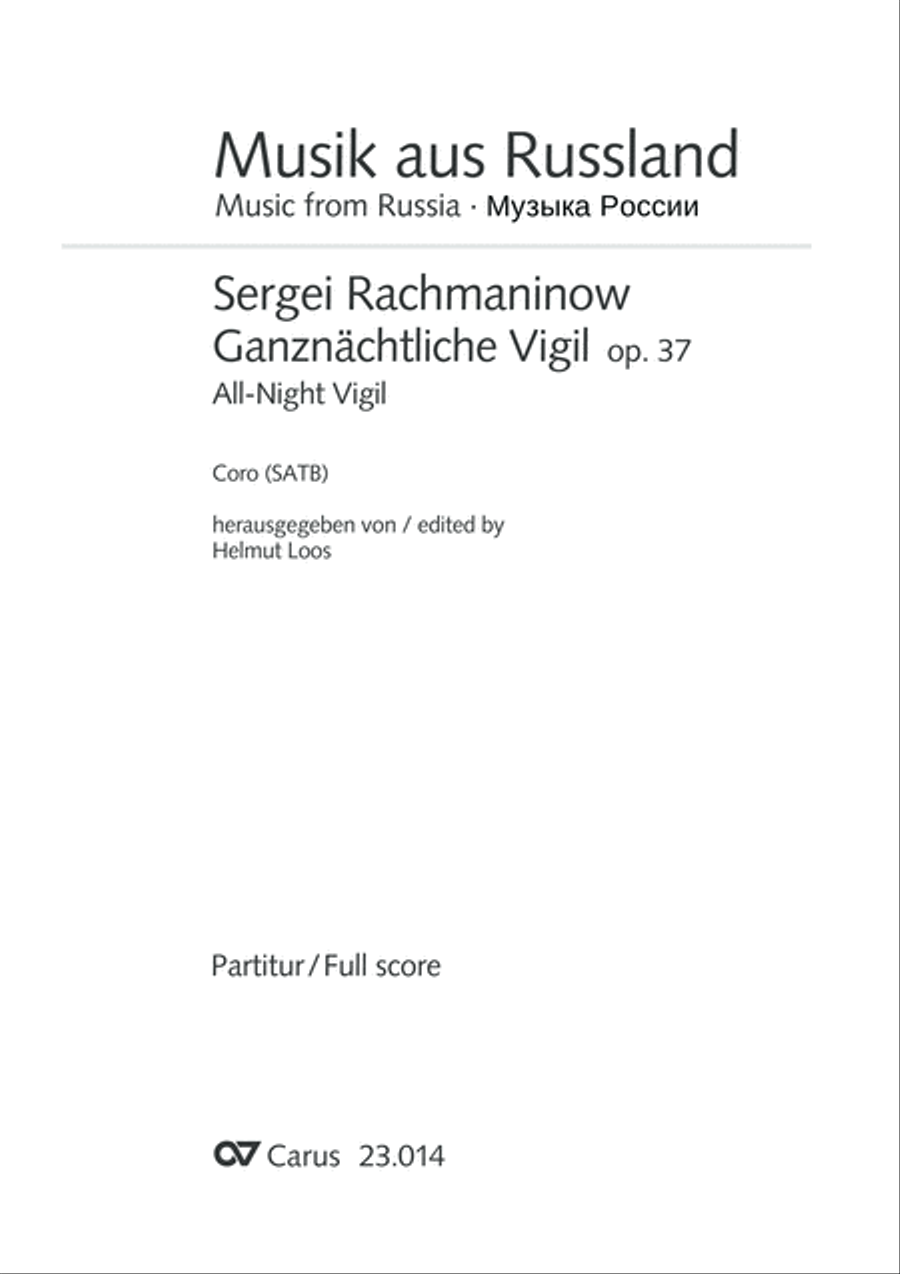 Rachmaninow: Vespers op. 37 for mixed choir a cappella