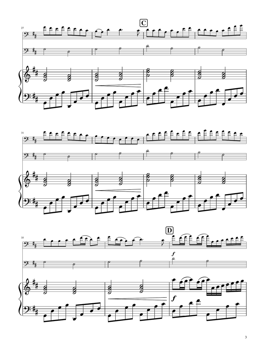 Canon in D - Trombone and Euphonium Duet Brass Duet scores gallery preview page 3