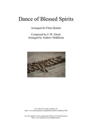 Book cover for Dance of the Blessed Spirits arranged for Flute Quartet