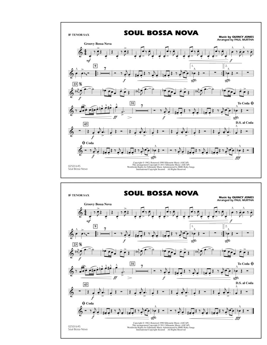 Soul Bossa Nova - Bb Tenor Sax Marching Band scores gallery preview page 1