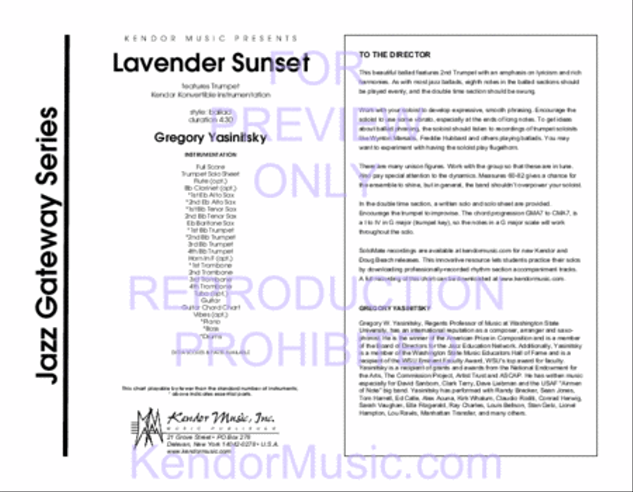 Lavender Sunset Lavender Sunset Jazz Ensemble scores gallery preview page 2