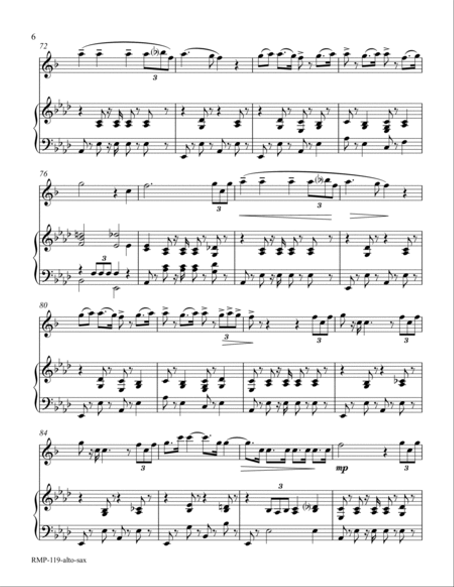 Verdi - Triumphal March from Aida (for alto sax with piano accompaniment) Alto Saxophone scores gallery preview page 6