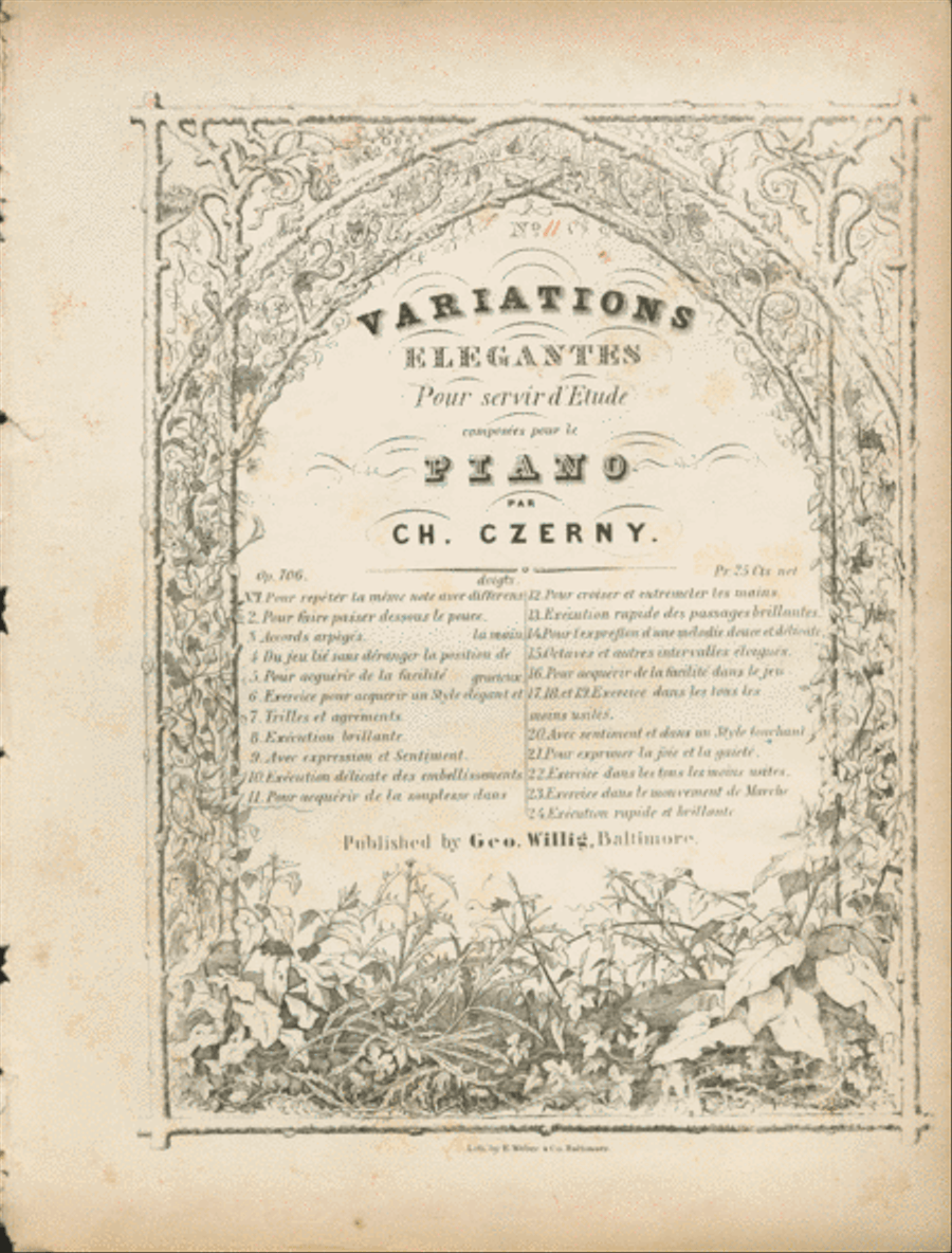 Variations Elegantes Pour servir d'Etude. No. 11 Piano Method scores gallery preview page 1