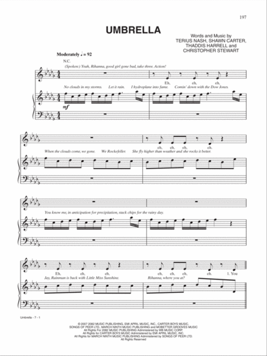 Umbrella Umbrella Piano, Vocal, Guitar scores gallery preview page 1