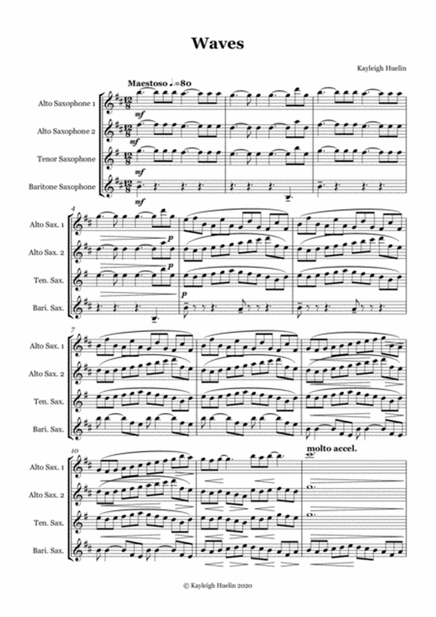 Waves - Saxophone quartet (AATB) image number null
