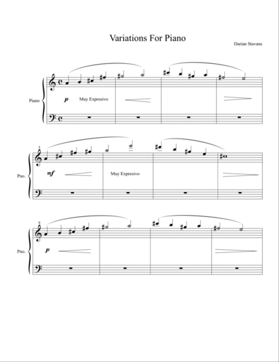 Variations for Piano Piano Solo scores gallery preview page 2