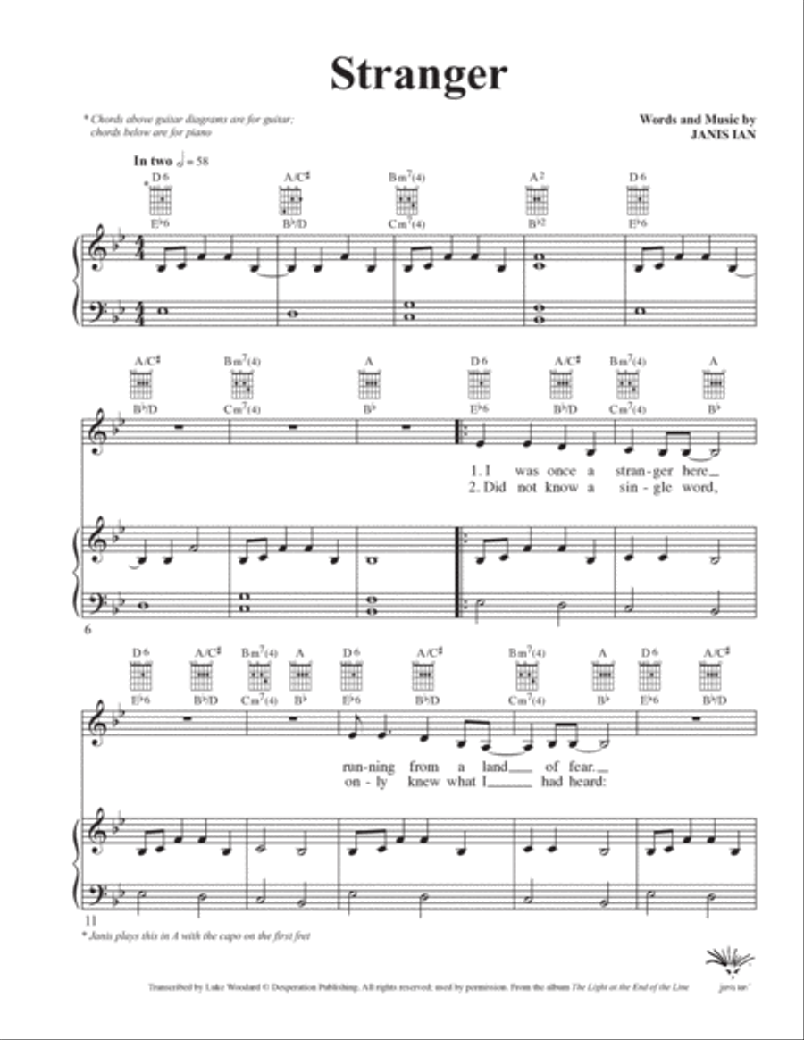 Stranger Piano, Vocal, Guitar scores gallery preview page 2
