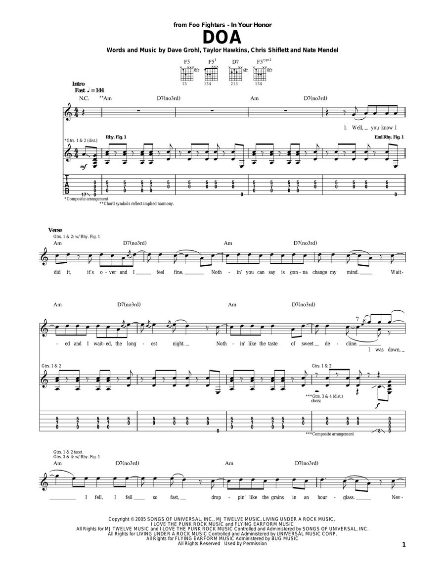 DOA DOA Acoustic Guitar scores gallery preview page 1