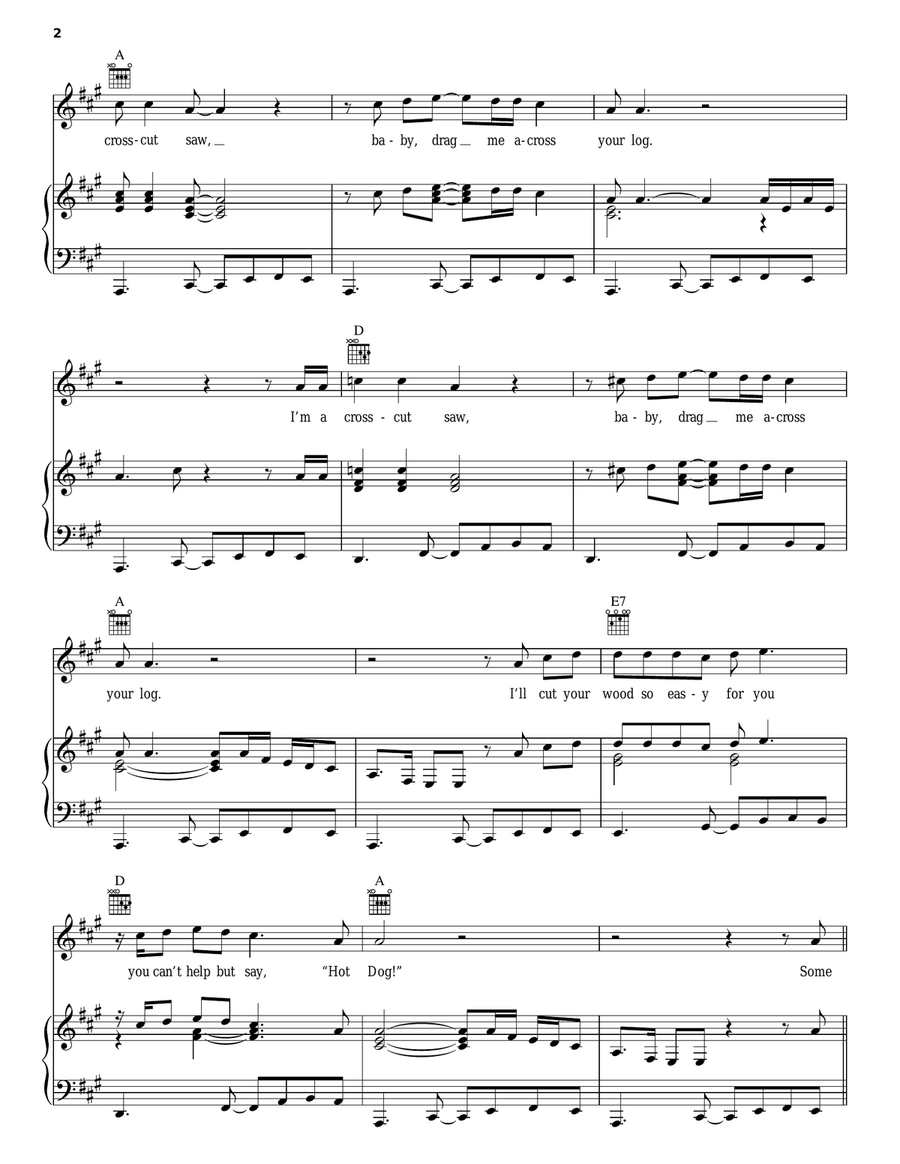 Crosscut Saw Piano, Vocal, Guitar scores gallery preview page 2