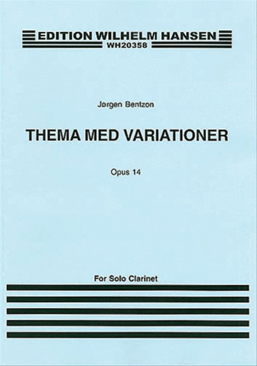 Jorgen Bentzon: Theme And Variations For Solo Clarinet Op.14 Clarinet Solo scores gallery preview page 1