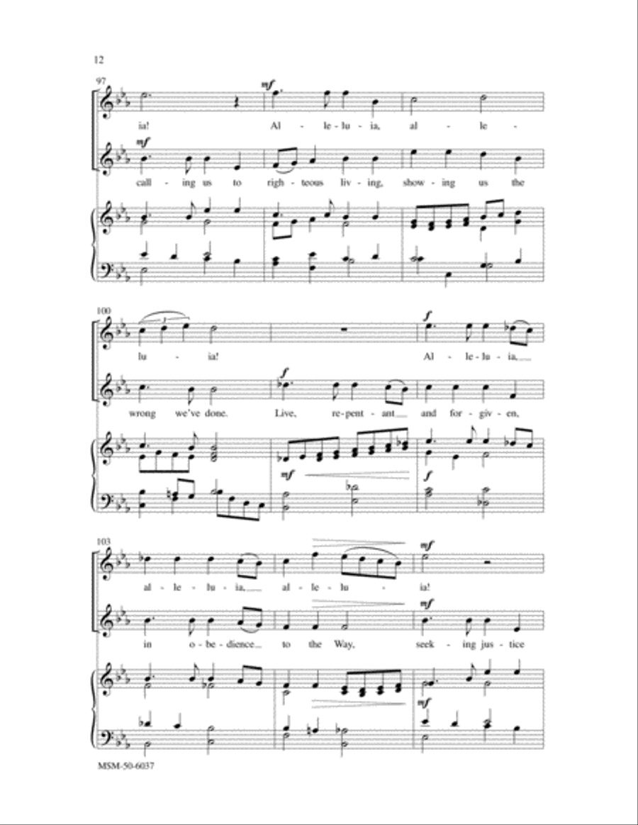 Come, Believers in the Gospel 4-Part scores gallery preview page 6