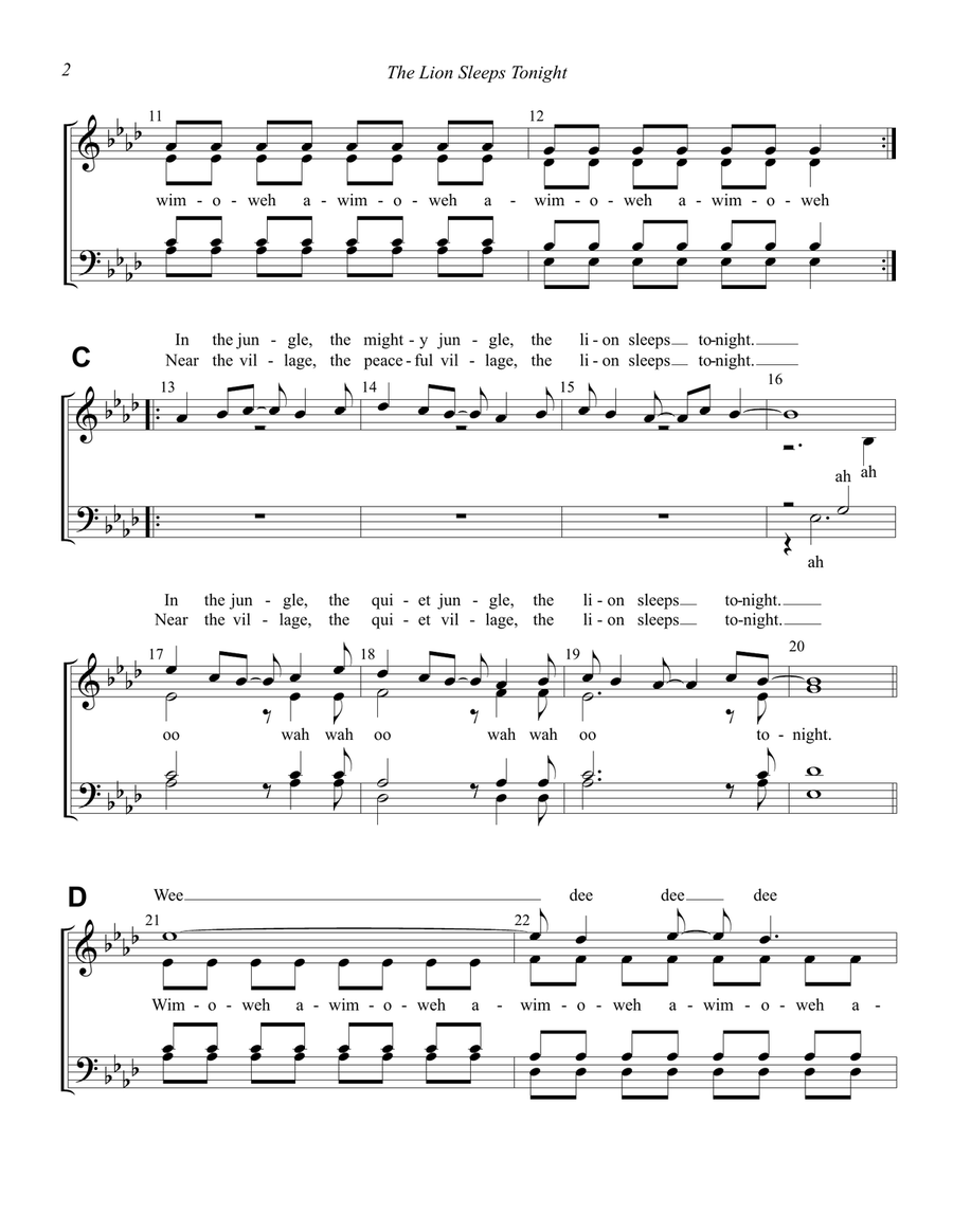 The Lion Sleeps Tonight (arr. Scott Turnbull) 4-Part - Digital Sheet Music page 2
