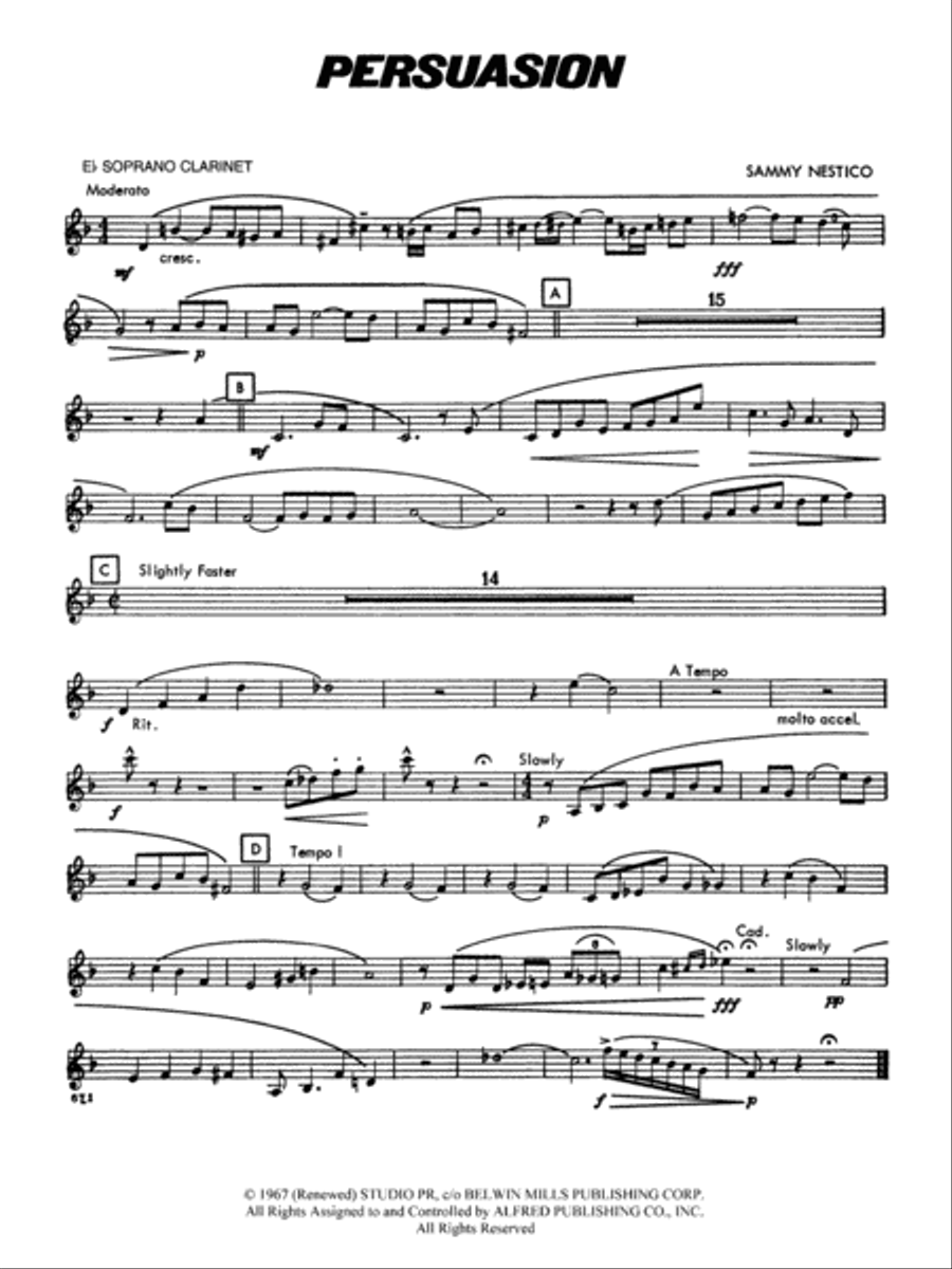 Persuasion: E-flat Soprano Clarinet Concert Band scores gallery preview page 1