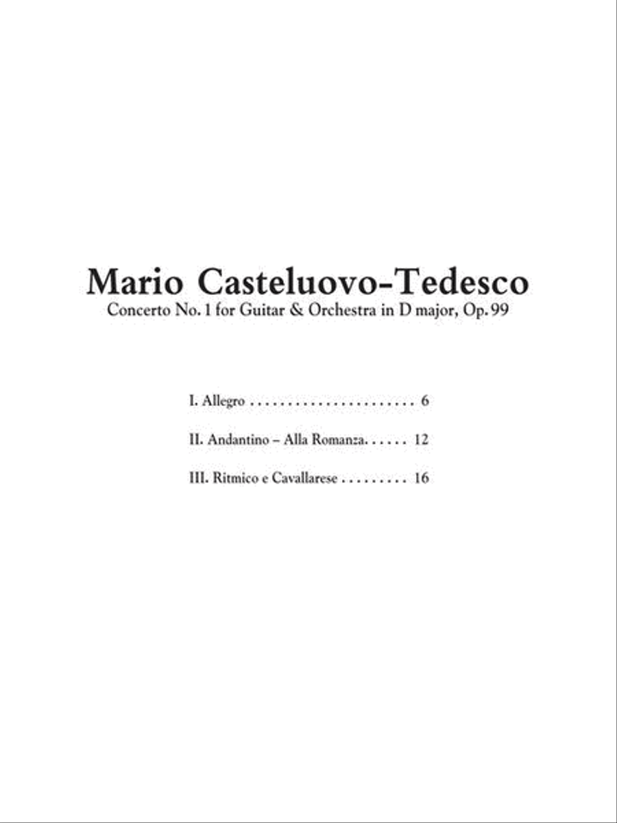 Castelnuovo-Tedesco – Guitar Concerto No. 1 in D Major, Op. 99 Acoustic Guitar scores gallery preview page 3
