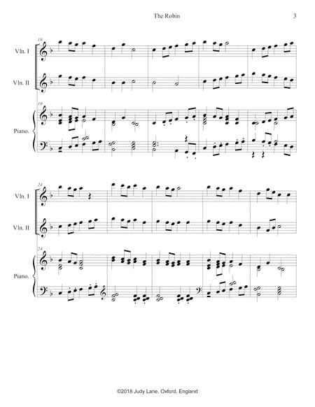 The Robin - [Instrumental version of the song] for piano 2 violins or flutes image number null