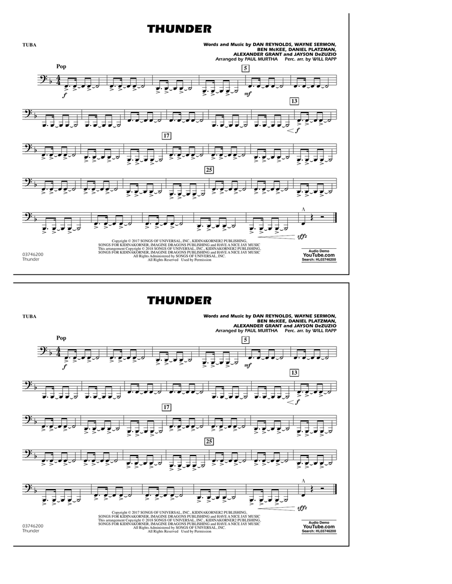 Thunder - Tuba Marching Band scores gallery preview page 1