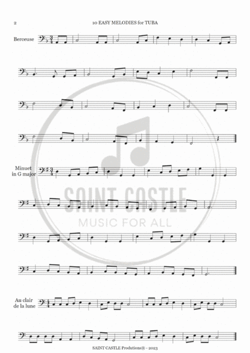 10 Easy Melodies for TUBA