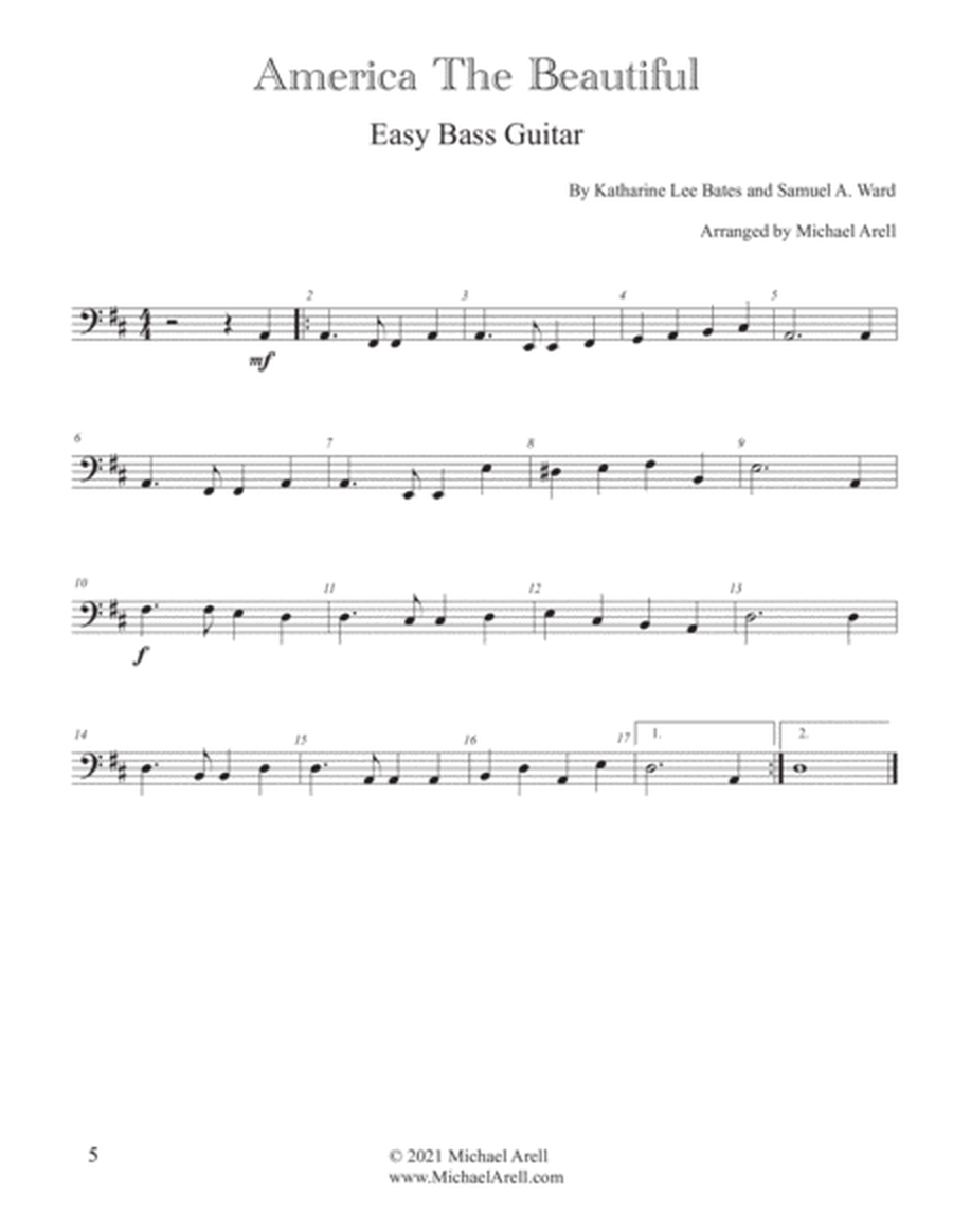 5 Easy Patriotic Songs for Bass Guitar image number null