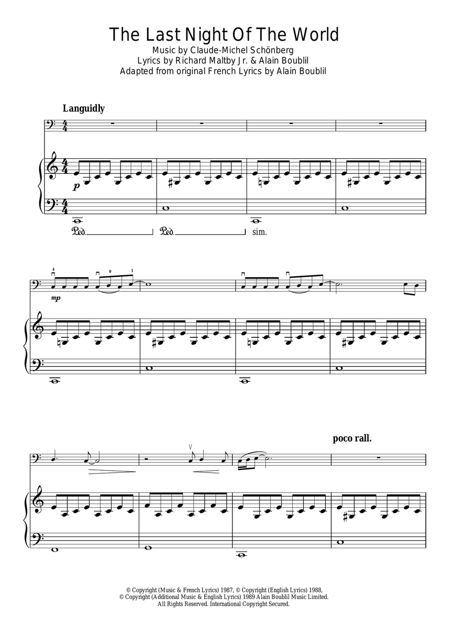 The Last Night Of The World (from Miss Saigon) Cello Solo scores gallery preview page 1