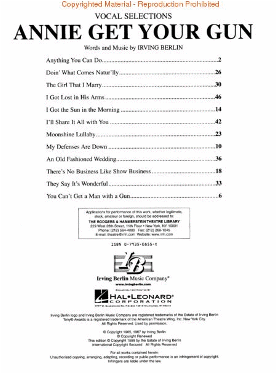 Annie Get Your Gun Piano, Vocal, Guitar scores gallery preview page 2