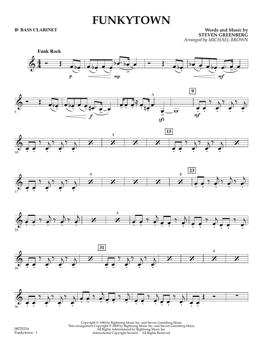 Funkytown - Bb Bass Clarinet Concert Band scores gallery preview page 1