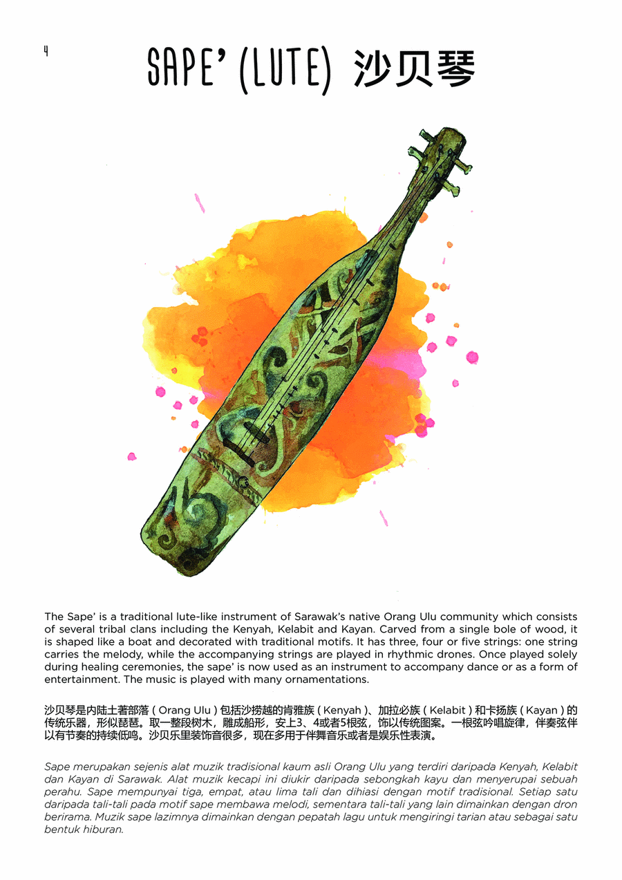 Book cover for Sape' (Lute) from Sounds of Borneo for Piano