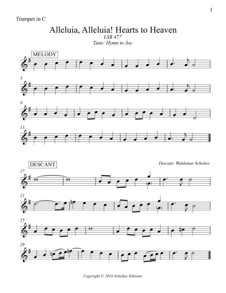 Easter Hymn Descants for C Trumpet