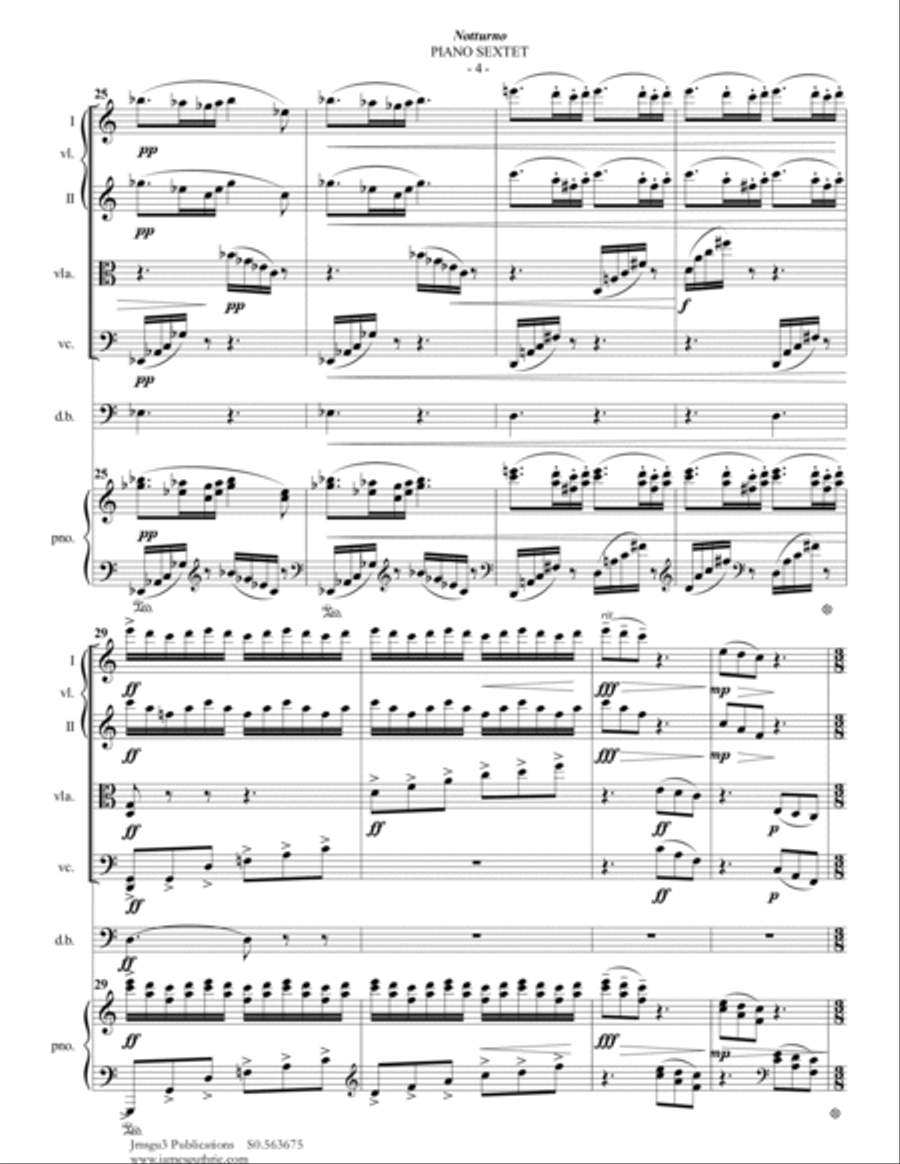 Grieg: Notturno Op. 54 No. 4 for Piano Sextet Chamber Orchestra scores gallery preview page 4