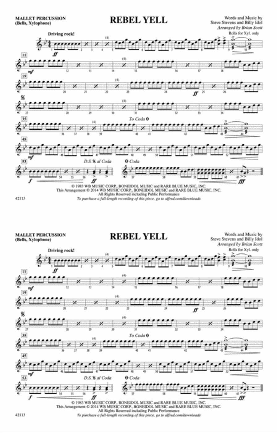 Rebel Yell: Mallets Rebel Yell: Mallets Marching Band scores gallery preview page 1