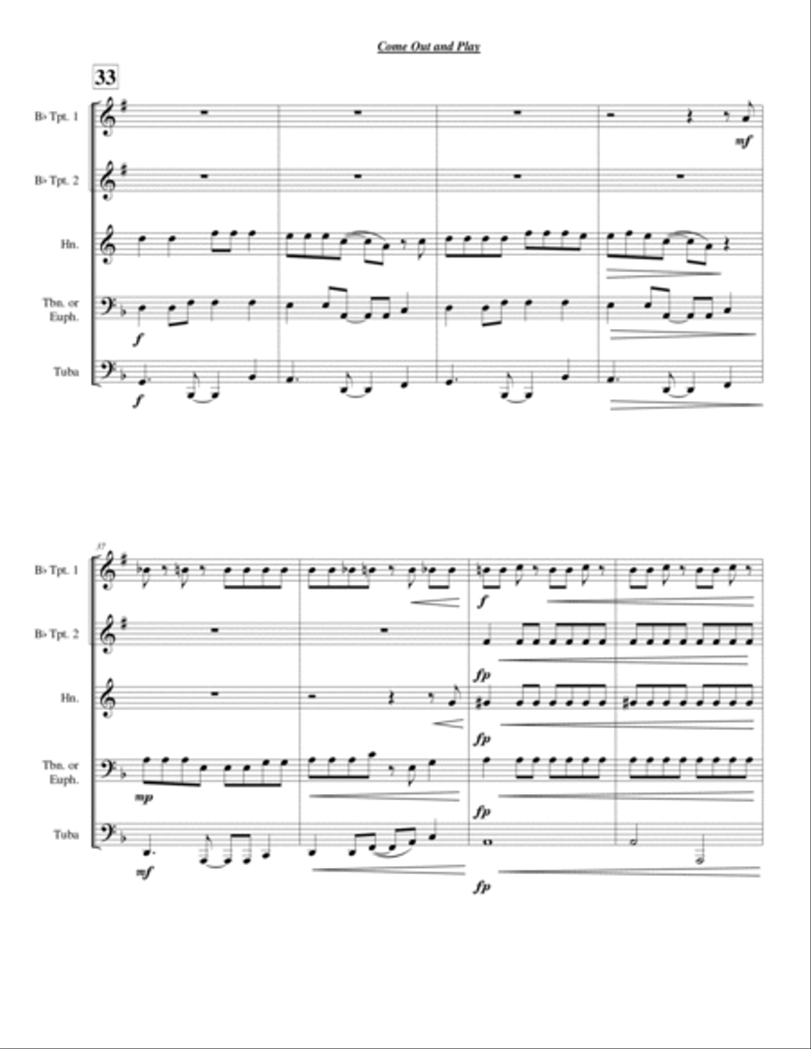 Come Out And Play (keep 'em Separated) Chamber Music scores gallery preview page 5