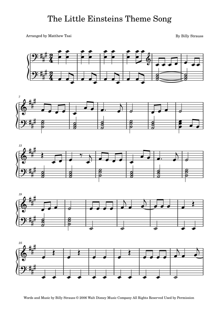 The Little Einstein Theme Song Piano Method scores gallery preview page 1