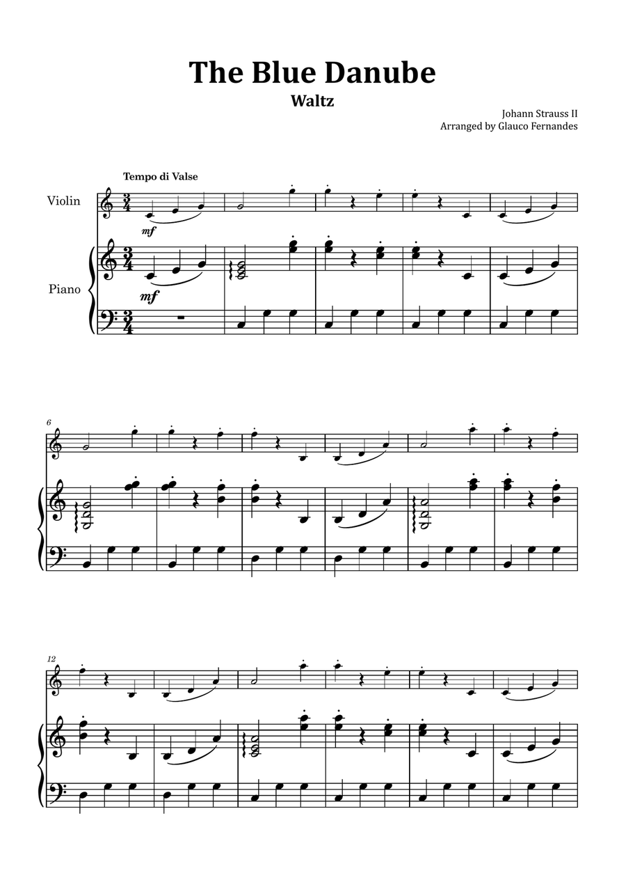The Blue Danube - Violin and Piano Chamber Music scores gallery preview page 1
