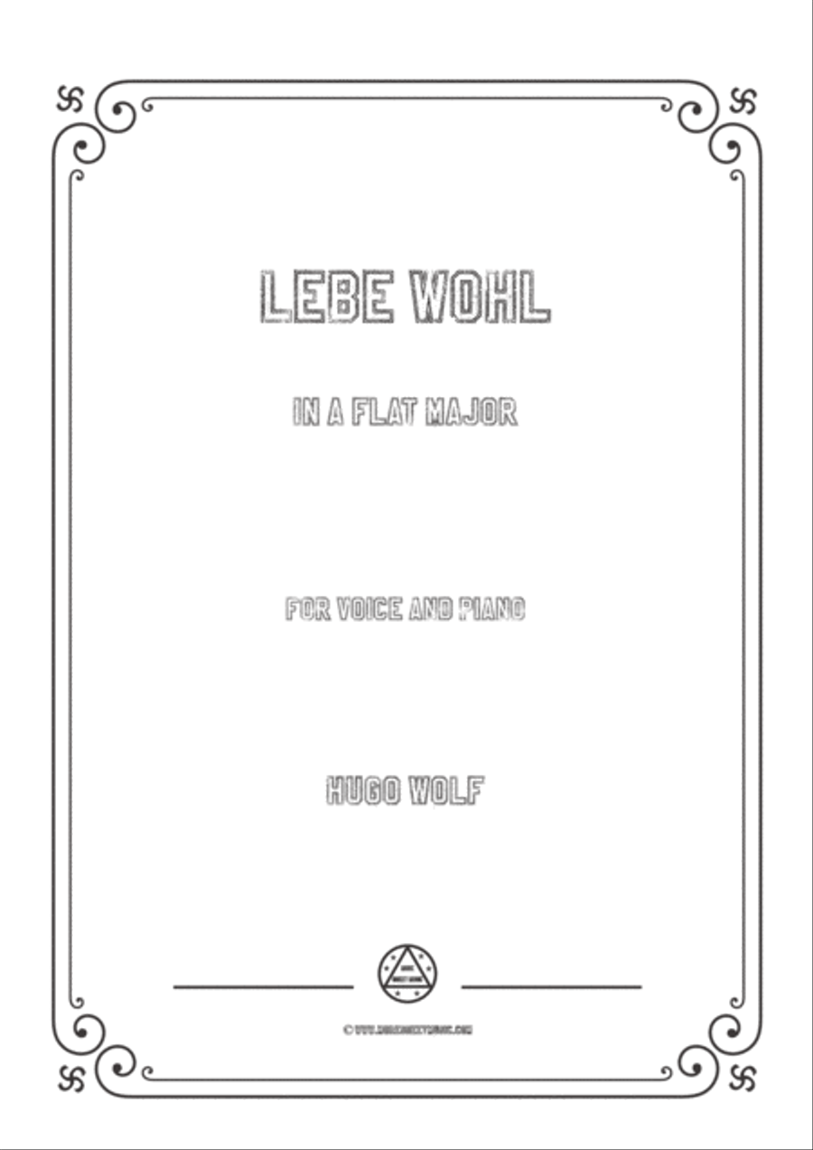Wolf-Lebe wohl in A flat Major,for Voice and Piano Voice Solo scores gallery preview page 1