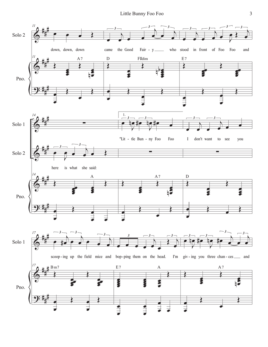 Little Bunny Foo Foo (Vocal Trio - (SAB) 3-Part scores gallery preview page 3