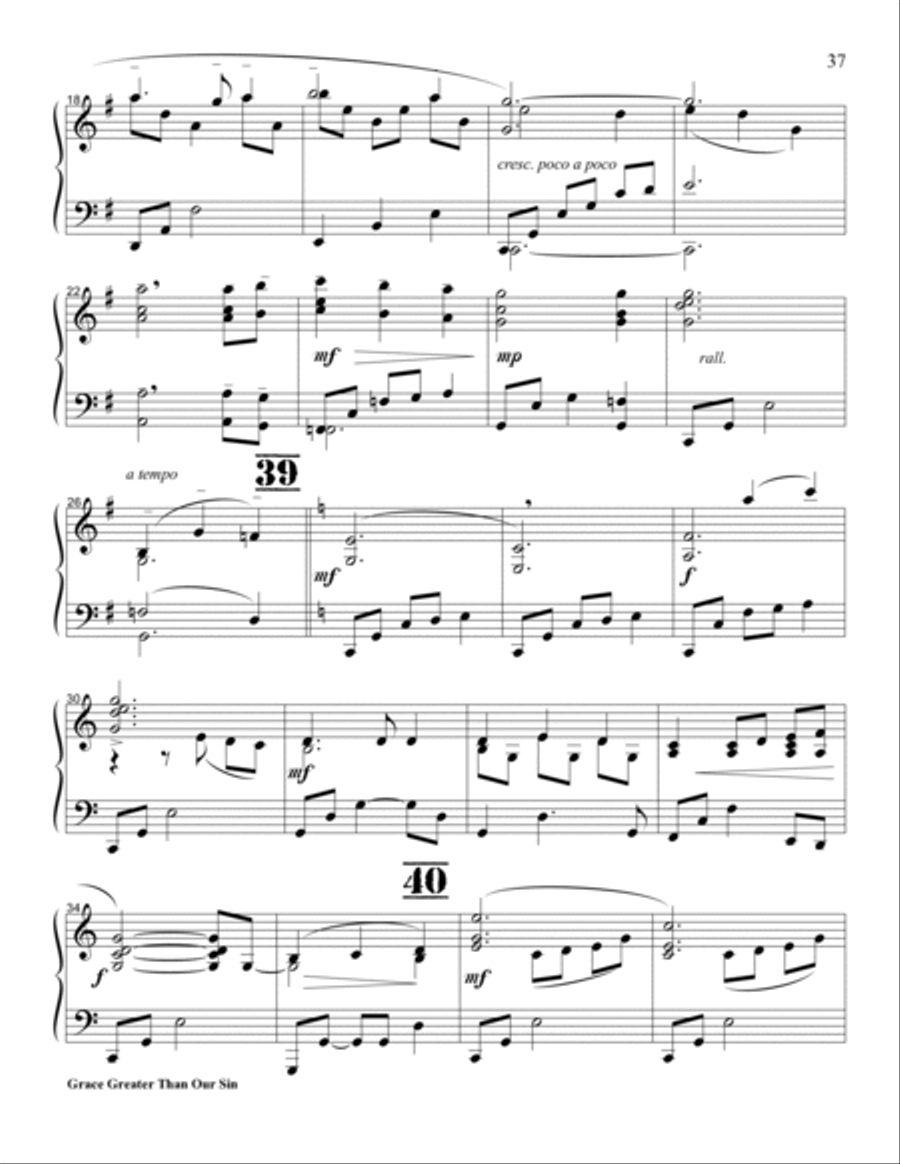 GRACE GREATER THAN OUR SIN with Overhead PDF Text Piano Solo scores gallery preview page 3