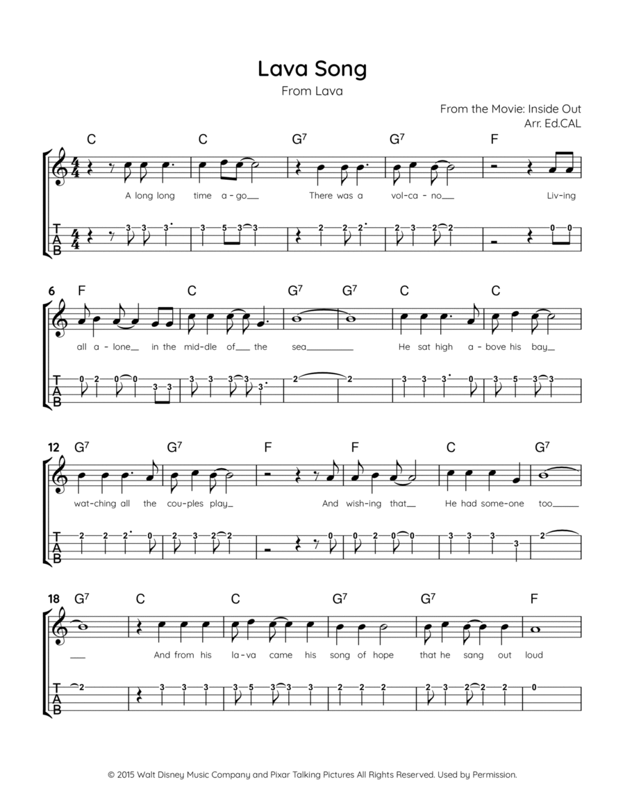 Disney music lava ukulele chords sale