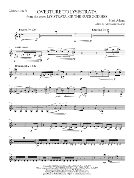 Overture to Lysistrata (arr. Peter Stanley Martin) - Clarinet 3 in Bb