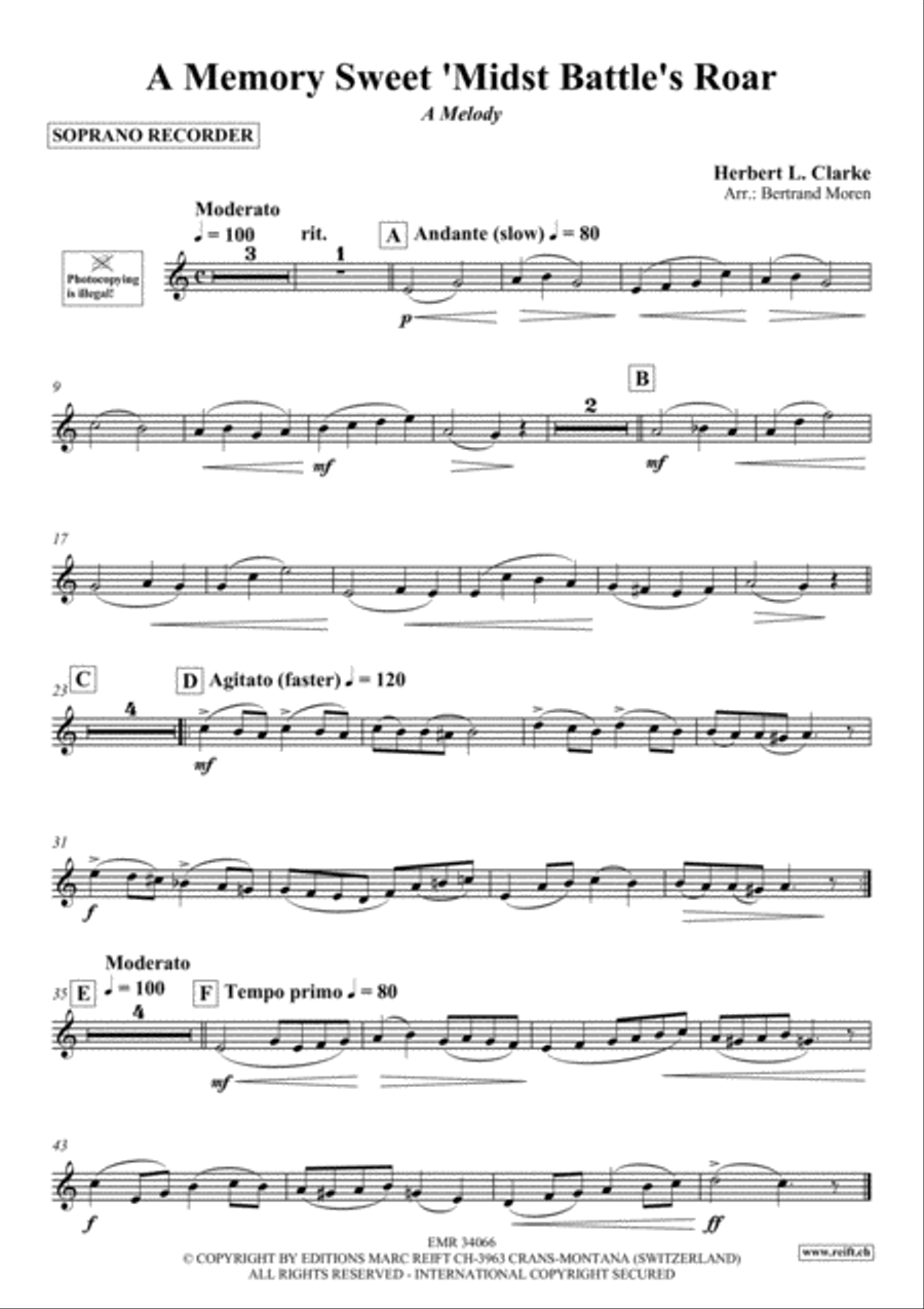A Memory Sweet 'Midst Battle's Roar Soprano Recorder scores gallery preview page 2