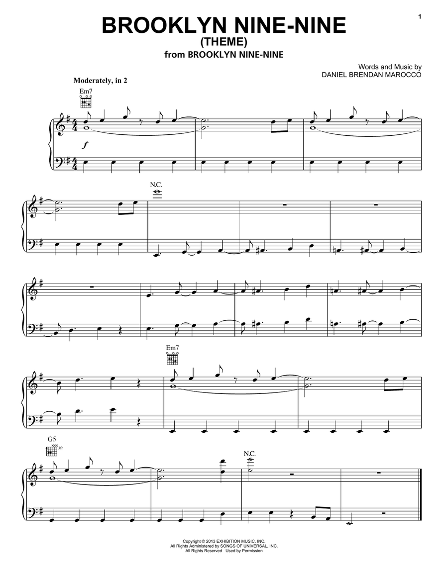 Brooklyn Nine-Nine (Theme) Piano Solo scores gallery preview page 1
