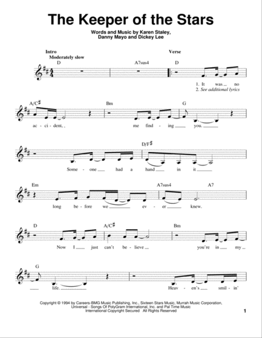 The Keeper Of The Stars The Keeper Of The Stars Voice scores gallery preview page 1