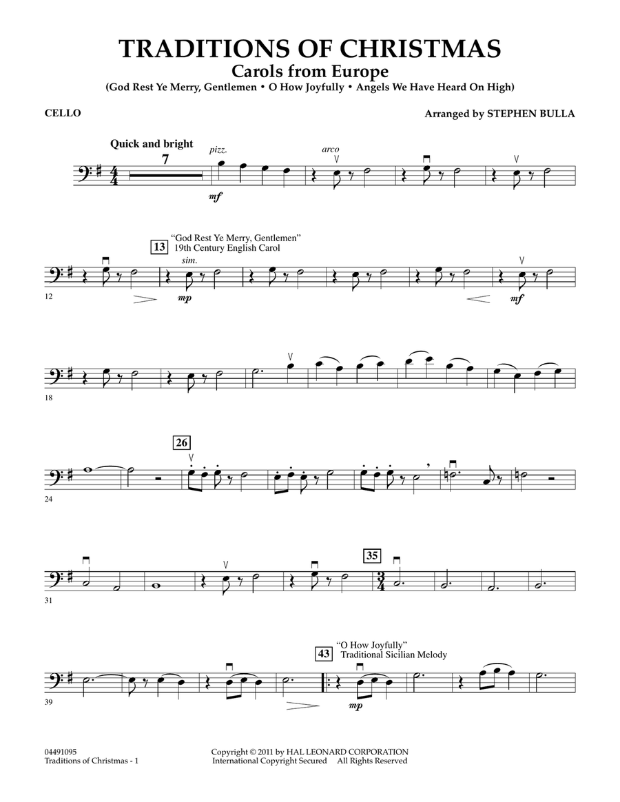 Traditions Of Christmas (Carols From Europe) - Cello Orchestra scores gallery preview page 1