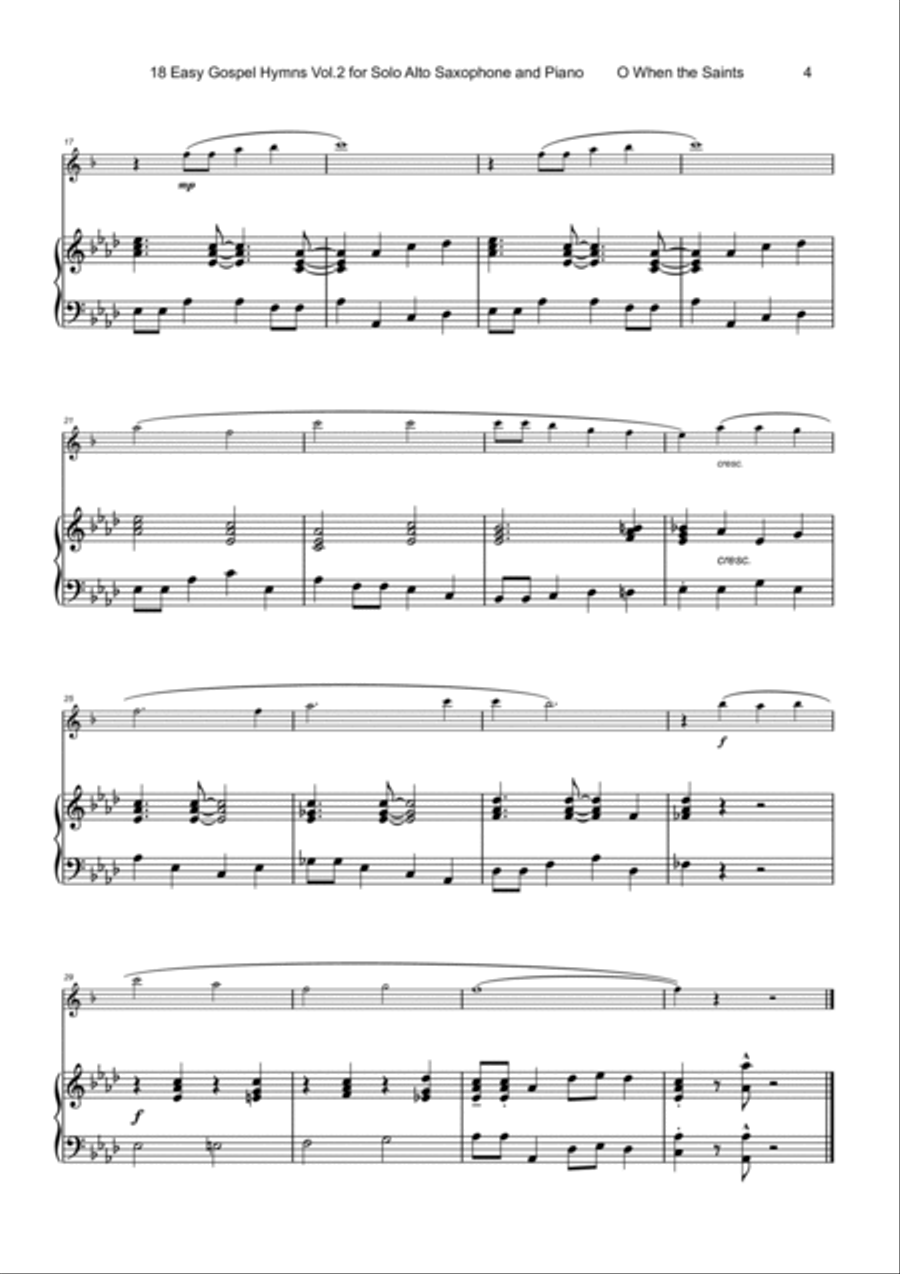 18 Gospel Hymns Vol.2 for Solo Alto Saxophone and Piano Alto Saxophone scores gallery preview page 5