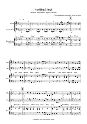 Wedding March (from A Midsummer Night's Dream) for Violin and Double Bass Duet