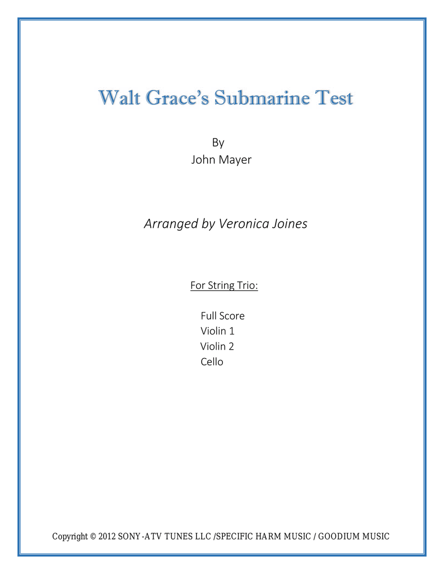 Walt Grace's Submarine Test January 1967 String Trio scores gallery preview page 1