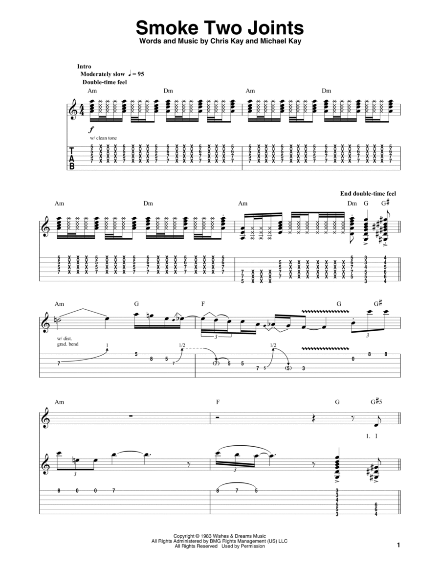 Smoke Two Joints Guitar Tablature scores gallery preview page 1